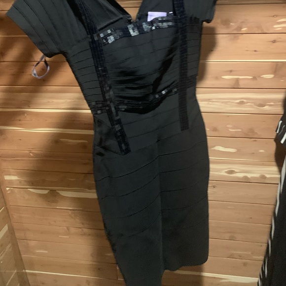 Herve Leger black bandage dress w/sequins - Picture 2 of 5